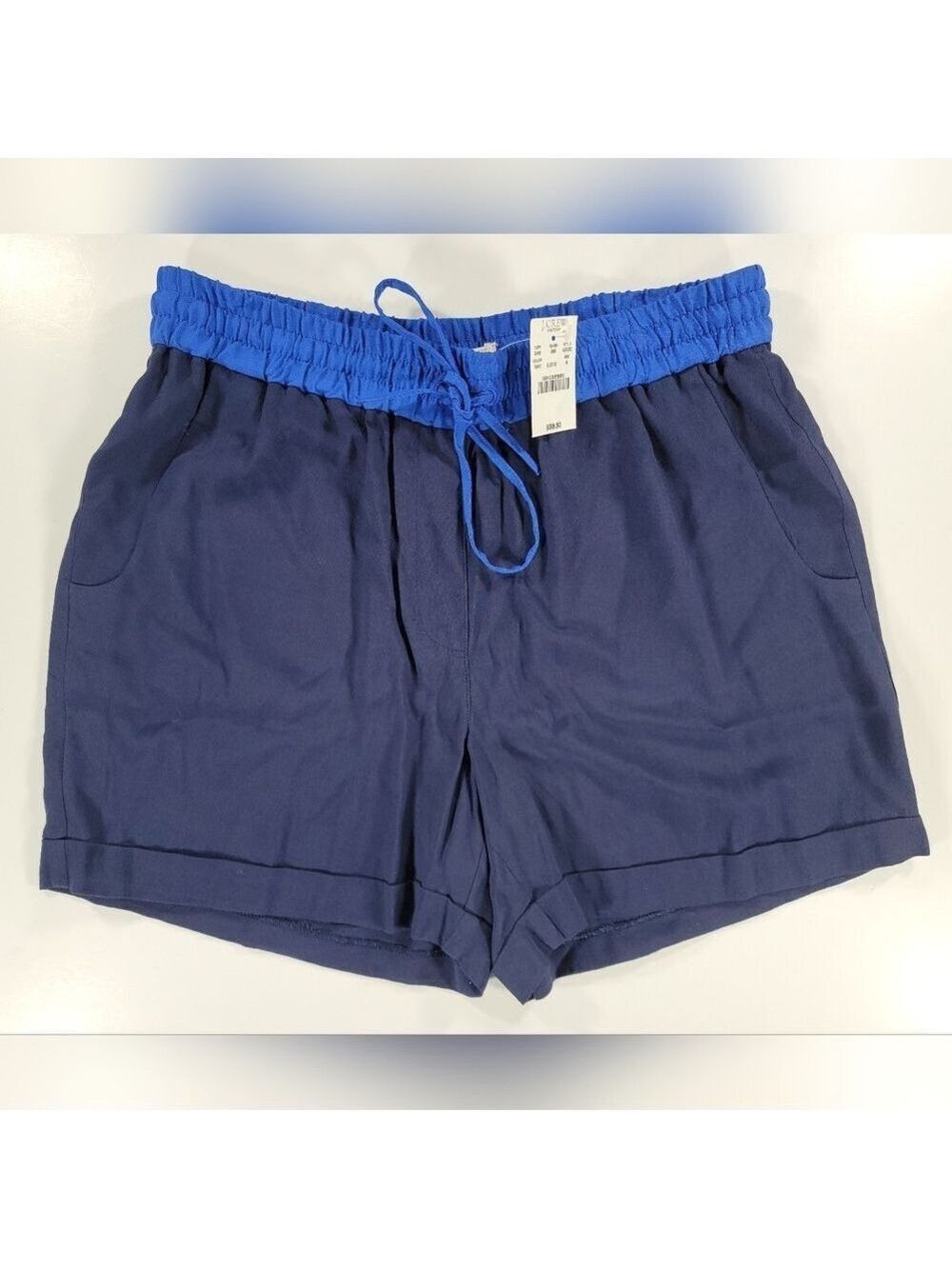 NEW J Crew Pull On Shorts Womens 6 Viscose Elastic Waist Athletic Casual Blue